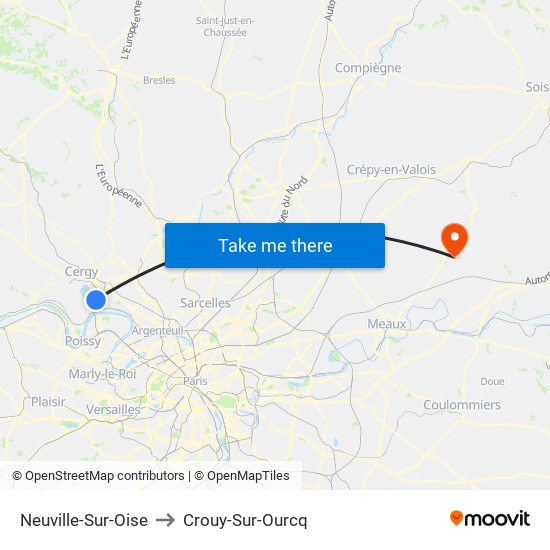 Neuville-Sur-Oise to Crouy-Sur-Ourcq map