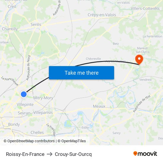 Roissy-En-France to Crouy-Sur-Ourcq map