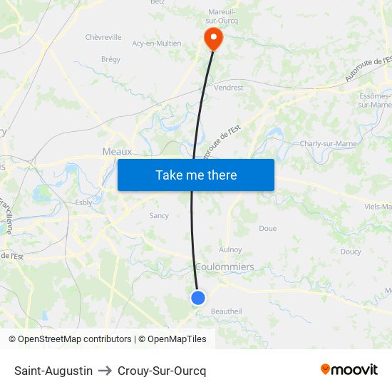 Saint-Augustin to Crouy-Sur-Ourcq map
