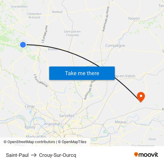 Saint-Paul to Crouy-Sur-Ourcq map