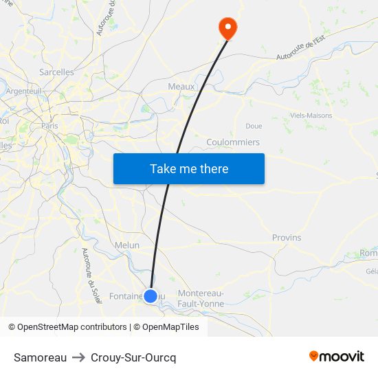 Samoreau to Crouy-Sur-Ourcq map