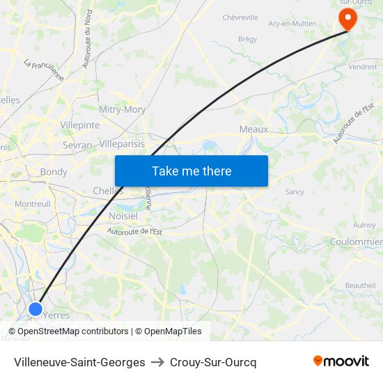 Villeneuve-Saint-Georges to Crouy-Sur-Ourcq map