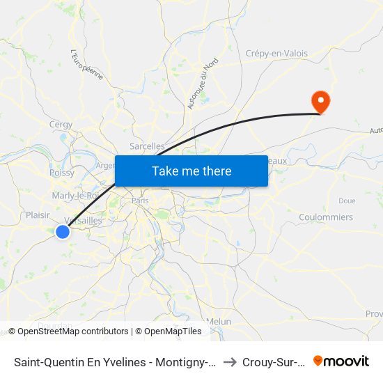 Saint-Quentin En Yvelines - Montigny-Le-Bretonneux to Crouy-Sur-Ourcq map