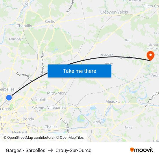 Garges - Sarcelles to Crouy-Sur-Ourcq map