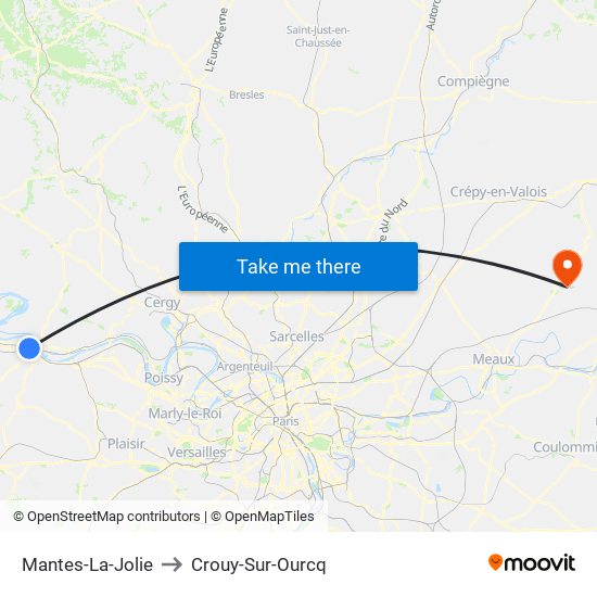 Mantes-La-Jolie to Crouy-Sur-Ourcq map