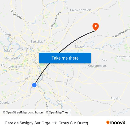 Gare de Savigny-Sur-Orge to Crouy-Sur-Ourcq map