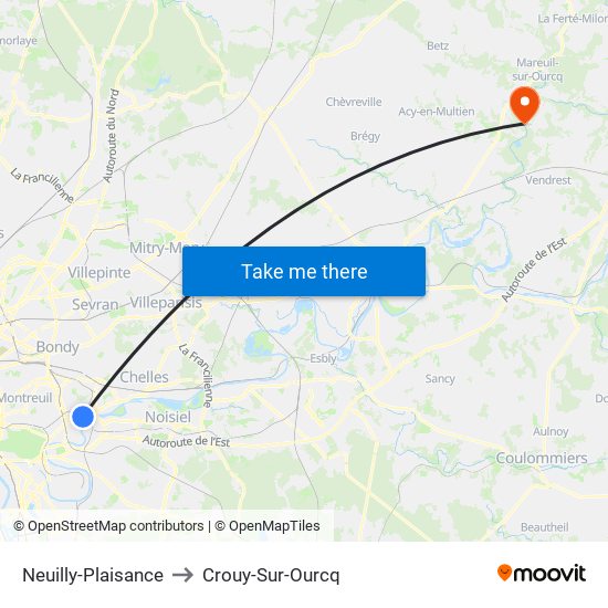 Neuilly-Plaisance to Crouy-Sur-Ourcq map