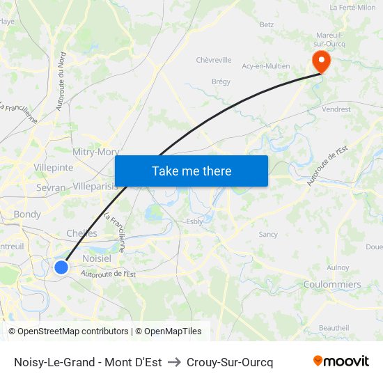 Noisy-Le-Grand - Mont D'Est to Crouy-Sur-Ourcq map