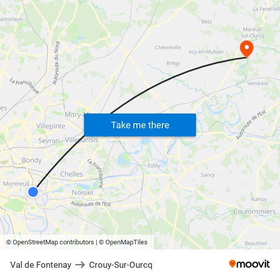 Val de Fontenay to Crouy-Sur-Ourcq map