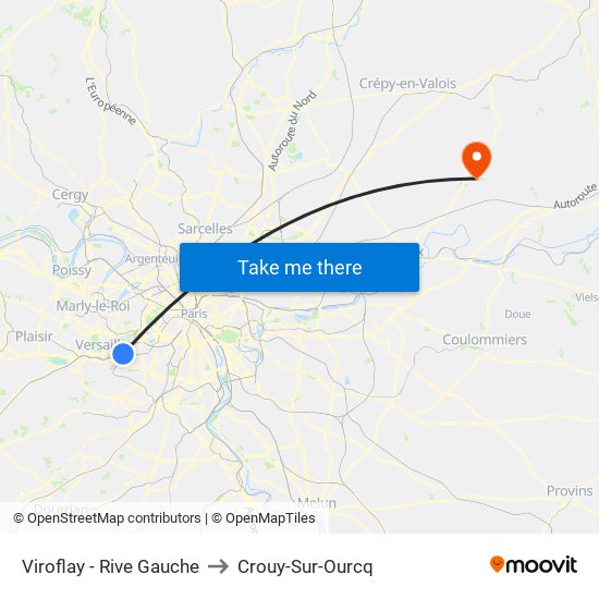 Viroflay - Rive Gauche to Crouy-Sur-Ourcq map