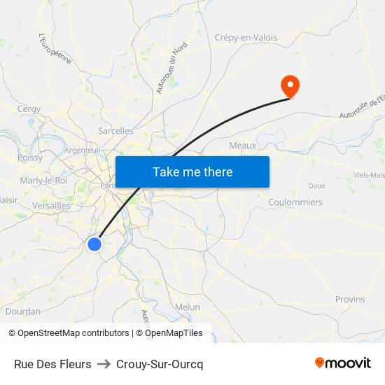 Rue Des Fleurs to Crouy-Sur-Ourcq map