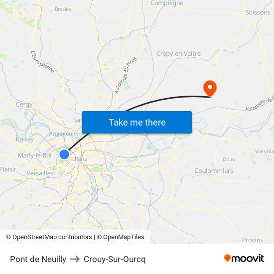 Pont de Neuilly to Crouy-Sur-Ourcq map