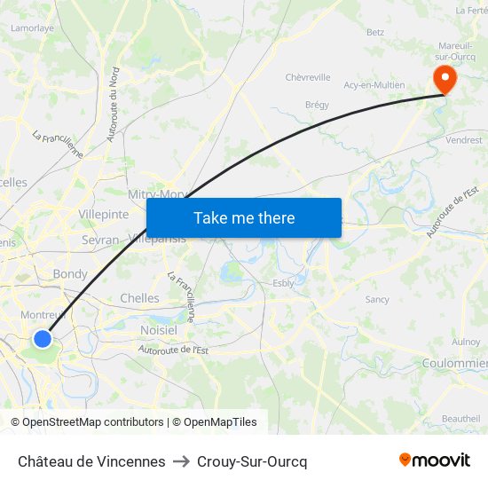 Château de Vincennes to Crouy-Sur-Ourcq map
