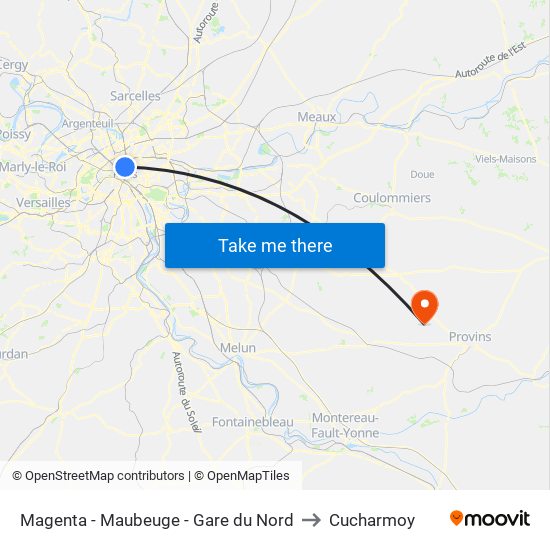 Magenta - Maubeuge - Gare du Nord to Cucharmoy map