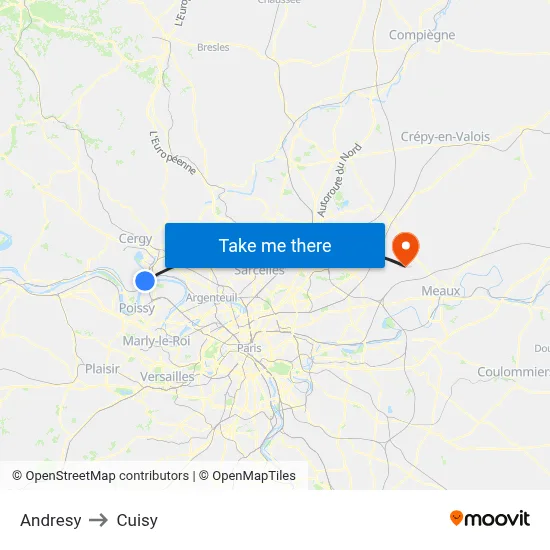 Andresy to Cuisy map