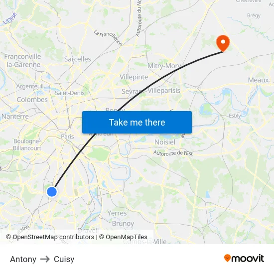 Antony to Cuisy map