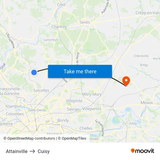 Attainville to Cuisy map
