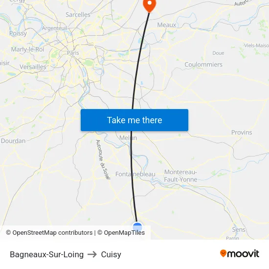 Bagneaux-Sur-Loing to Cuisy map