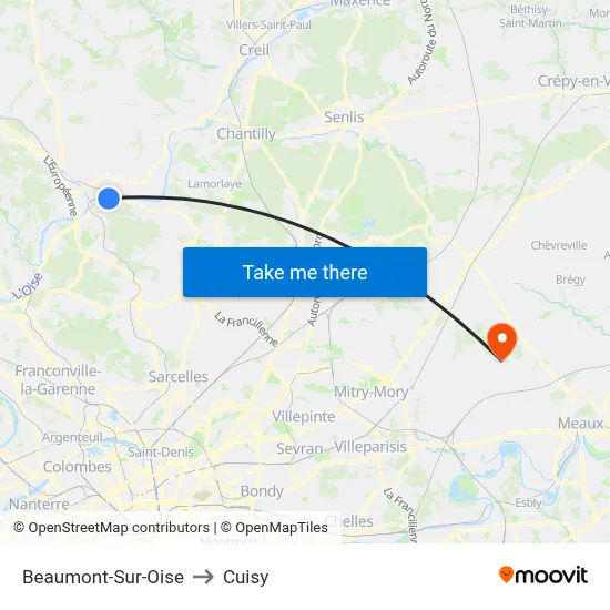 Beaumont-Sur-Oise to Cuisy map