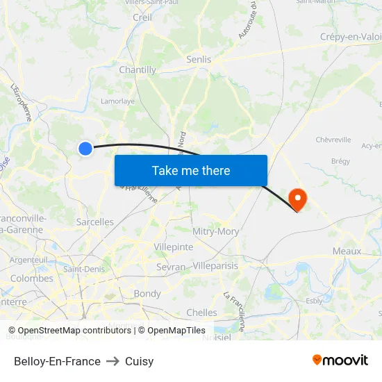 Belloy-En-France to Cuisy map