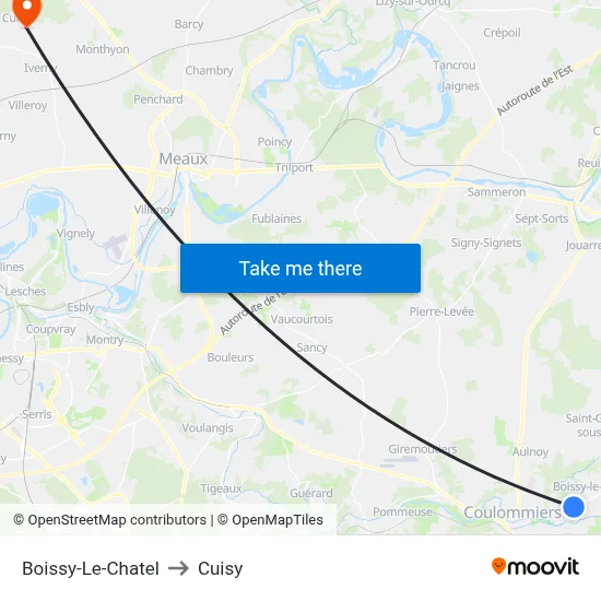 Boissy-Le-Chatel to Cuisy map