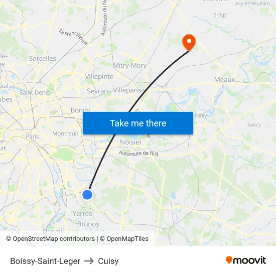 Boissy-Saint-Leger to Cuisy map