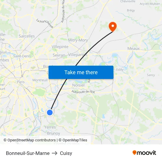 Bonneuil-Sur-Marne to Cuisy map