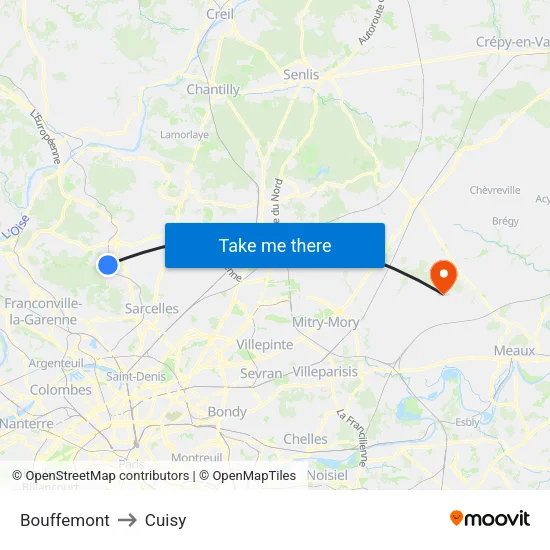 Bouffemont to Cuisy map