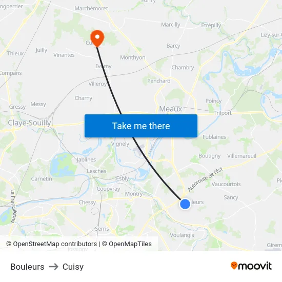 Bouleurs to Cuisy map