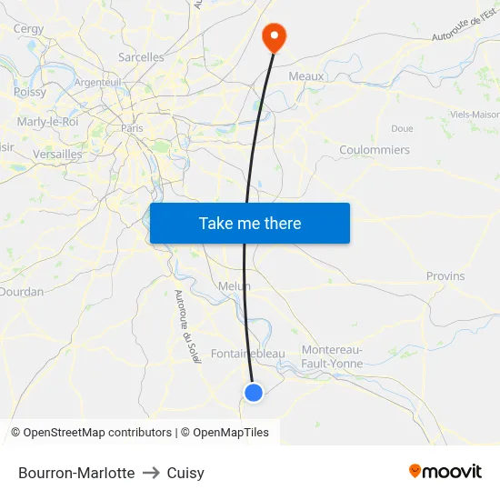 Bourron-Marlotte to Cuisy map