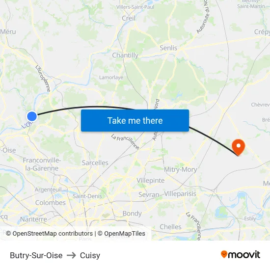 Butry-Sur-Oise to Cuisy map