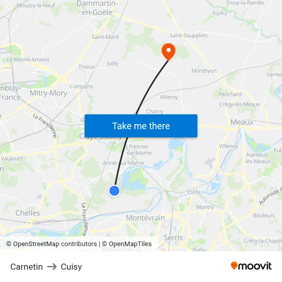 Carnetin to Cuisy map