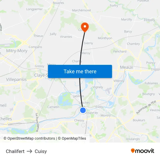 Chalifert to Cuisy map