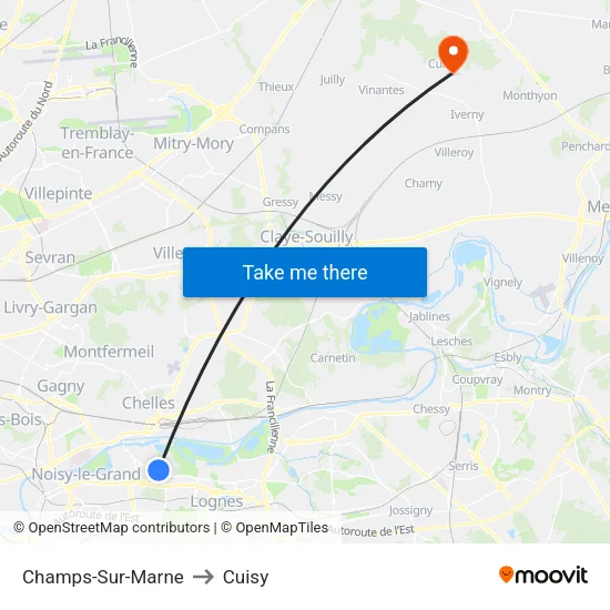 Champs-Sur-Marne to Cuisy map