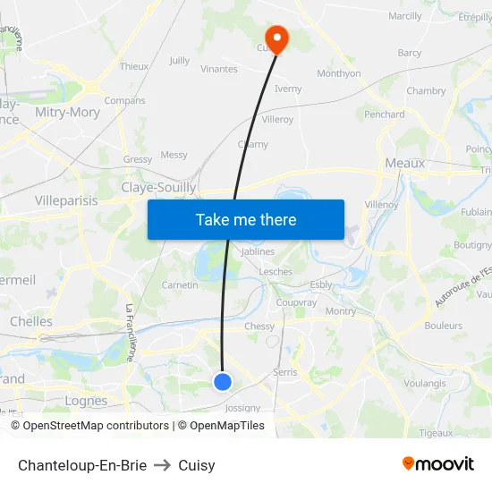 Chanteloup-En-Brie to Cuisy map