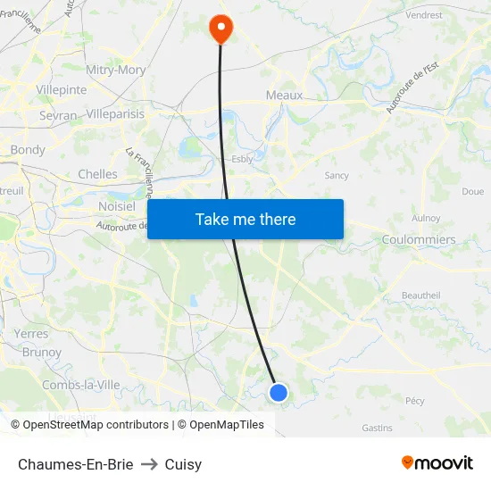 Chaumes-En-Brie to Cuisy map