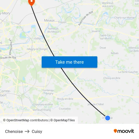 Chenoise to Cuisy map