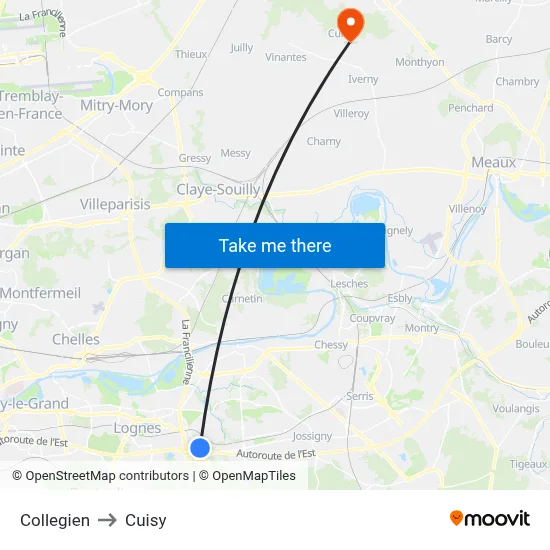 Collegien to Cuisy map