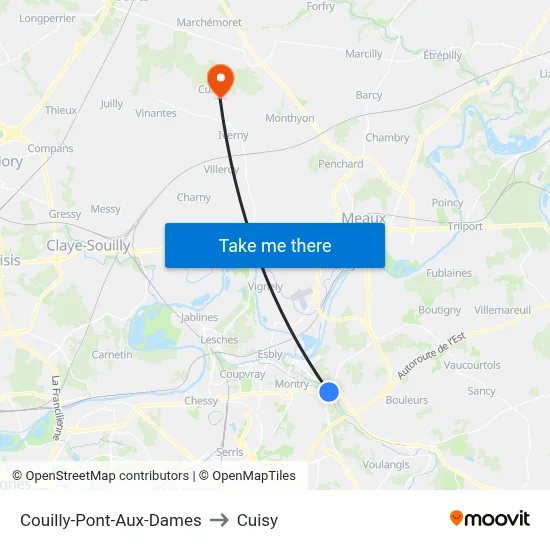 Couilly-Pont-Aux-Dames to Cuisy map