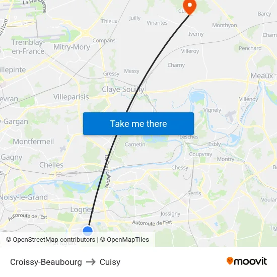 Croissy-Beaubourg to Cuisy map