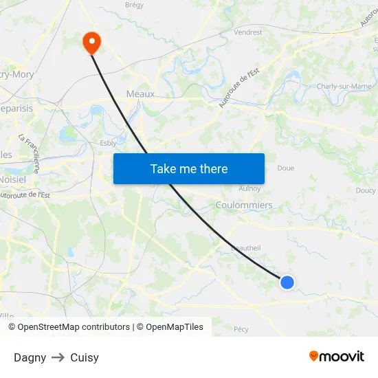 Dagny to Cuisy map