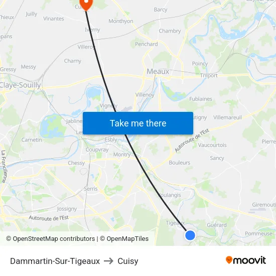 Dammartin-Sur-Tigeaux to Cuisy map