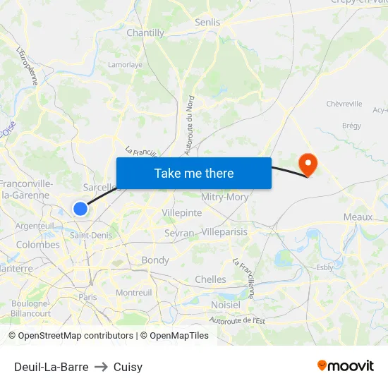 Deuil-La-Barre to Cuisy map