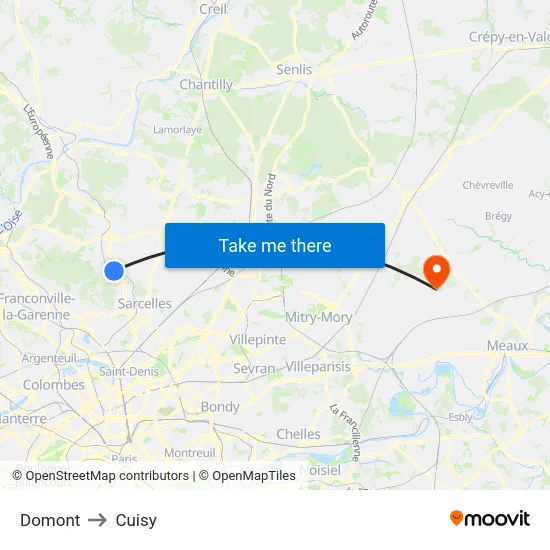 Domont to Cuisy map