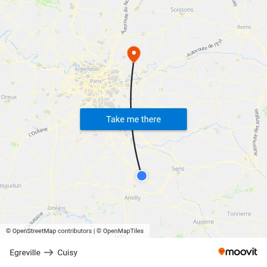 Egreville to Cuisy map