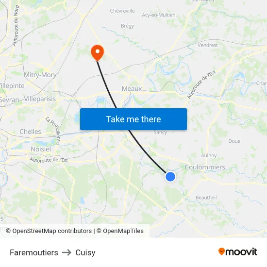 Faremoutiers to Cuisy map