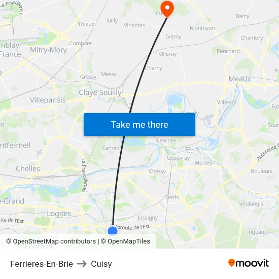 Ferrieres-En-Brie to Cuisy map