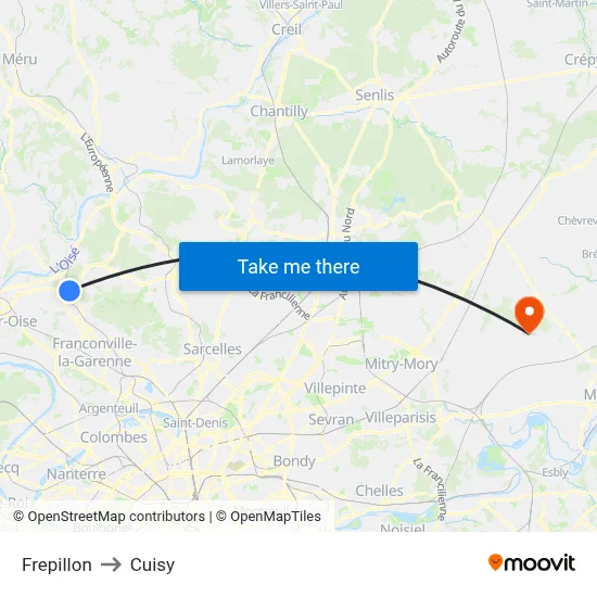 Frepillon to Cuisy map