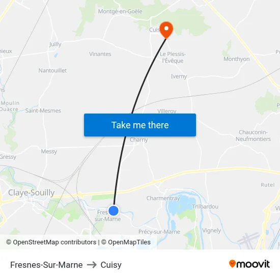 Fresnes-Sur-Marne to Cuisy map