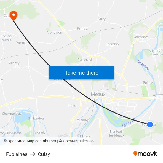 Fublaines to Cuisy map
